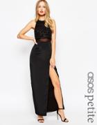 Asos Petite Column Maxi Dress With Embellished Crop Top - Black