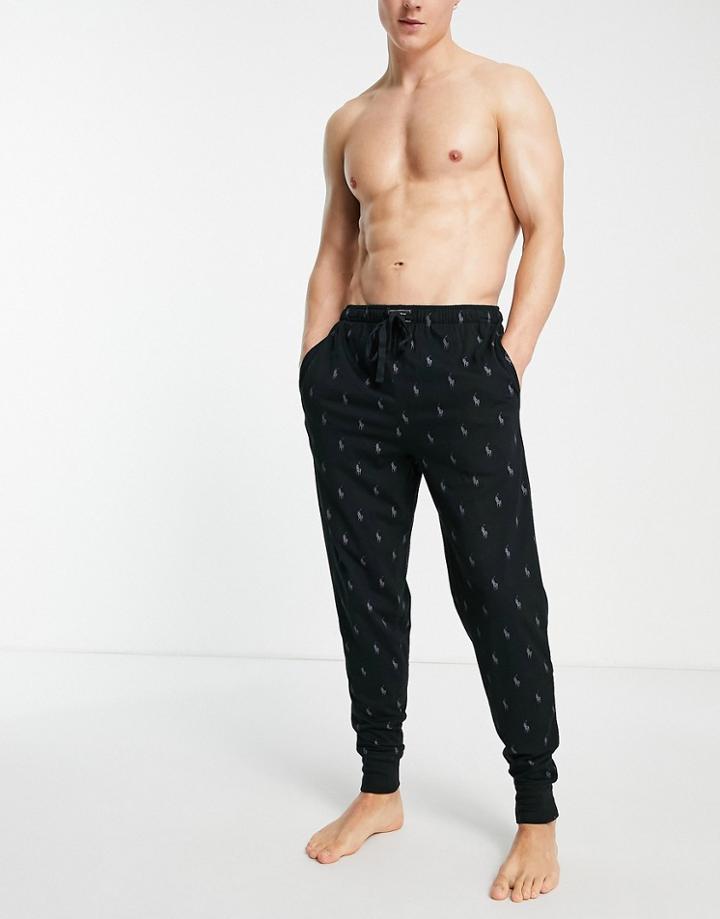 Polo Ralph Lauren Sweatpants With All Over Pony Logo In Black