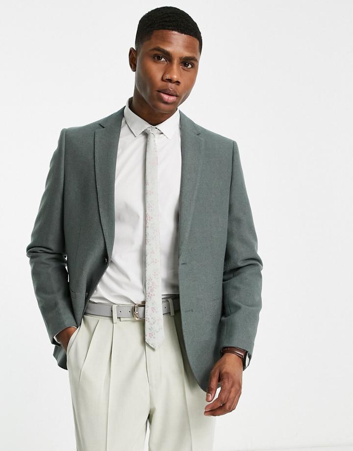 Harry Brown Loose Fit Tweed Wool Mix Suit Jacket Light Green