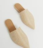 Asos Design Wide Fit Lorne Pointed Mules In Natural-beige