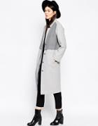 Asos Coat In Cocoon Fit With Panel Detail - Gray