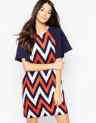 Traffic People Butterfly Kiss Dress In Chevron Print