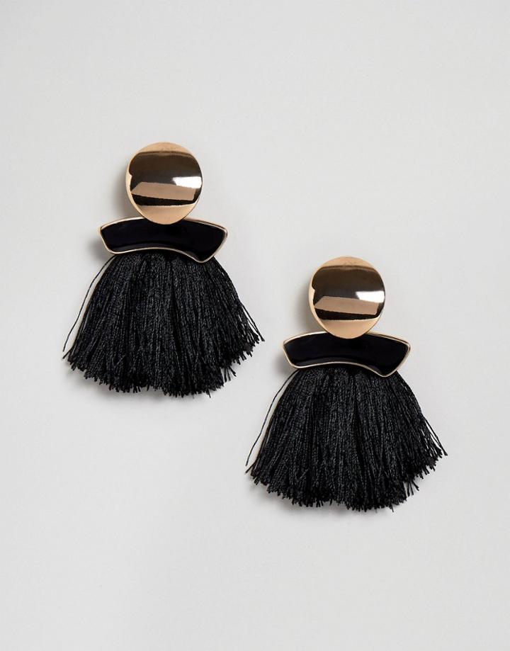 Mango Tassel Pendant Earrings - Black