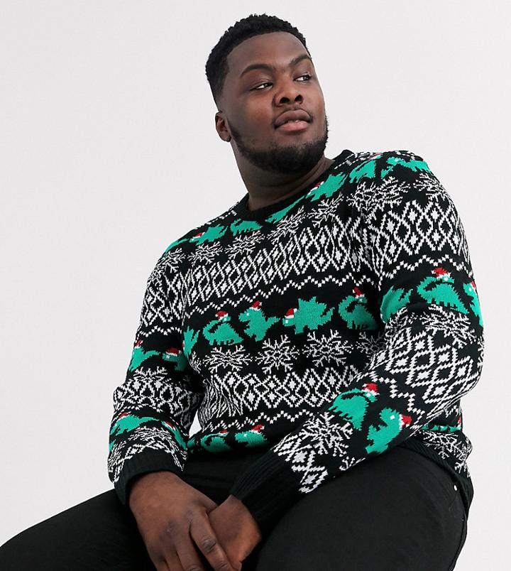 Another Influence Dinosaur Knitted Sweater-black