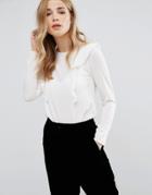 New Look Frill Front Flare Sleeve Blouse - Cream