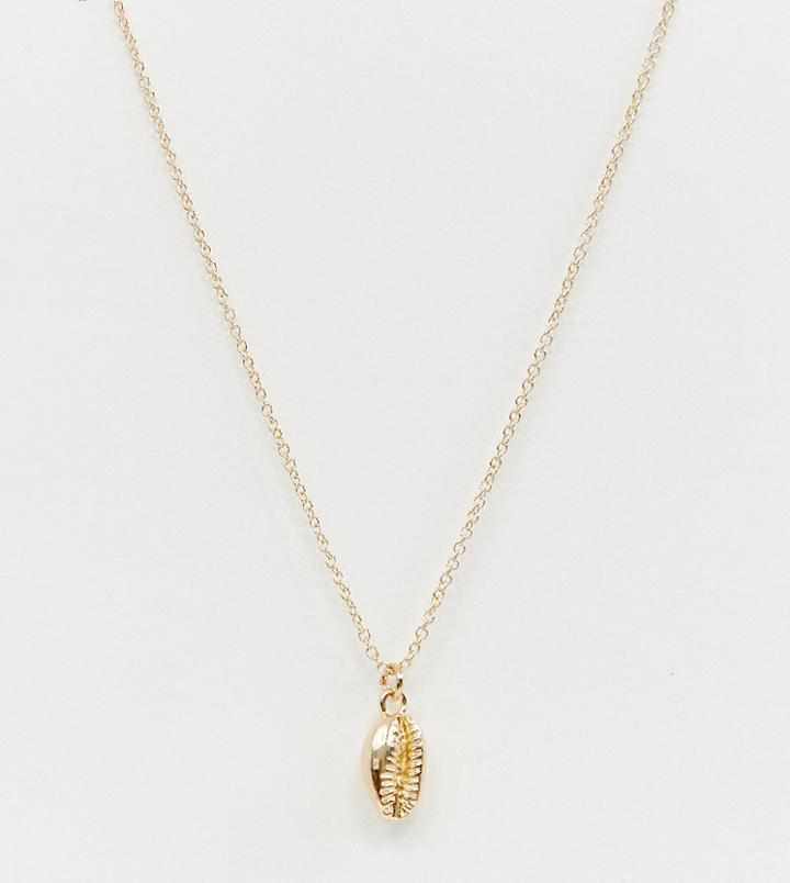 Designb London Gold Cowrie Shell Pendant Necklace - Gold