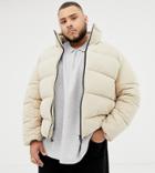 Asos White Plus Boxy Puffer Jacket In Beige - White