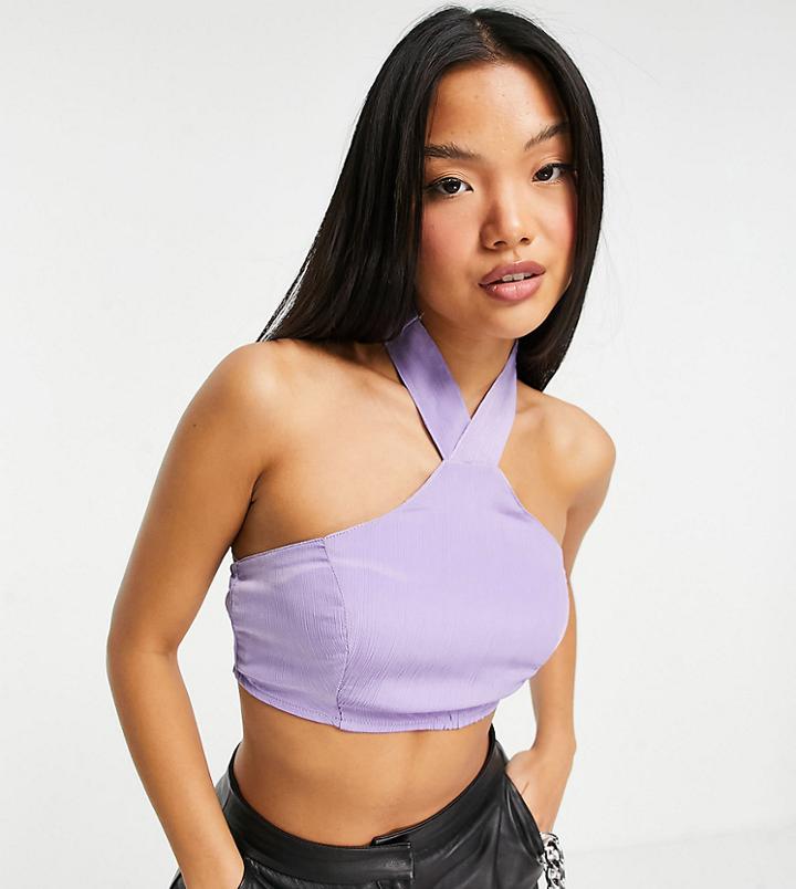 Missguided Petite Halter Neck Top In Lilac - Part Of A Set-purple