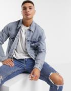 Topman Organic Cotton Denim Jacket In Light Wash-blues