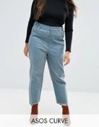 Asos Curve Straight Leg Jeans In Tonal Deconstructed - Blue