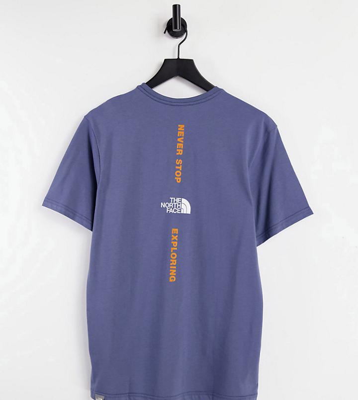 The North Face Vertical T-shirt In Navy Exclusive At Asos