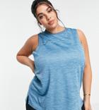 Asos 4505 Curve Sleeveless Tank In Blue Melange-green