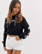 Hollister Hoodie With Sleeve Graphic - Black