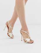 Ted Baker Ivory Satin Bow Detail Heeled Sandals - White