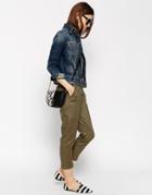 Asos Crop Pants In Linen - Green