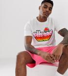 Ellesse Diego Neon Fade Logo T-shirt In White Exclusive At Asos - White