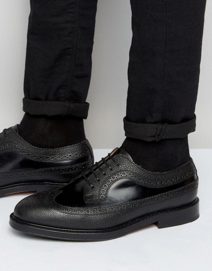 Selected Homme Benny Mix Brogue Shoes - Black