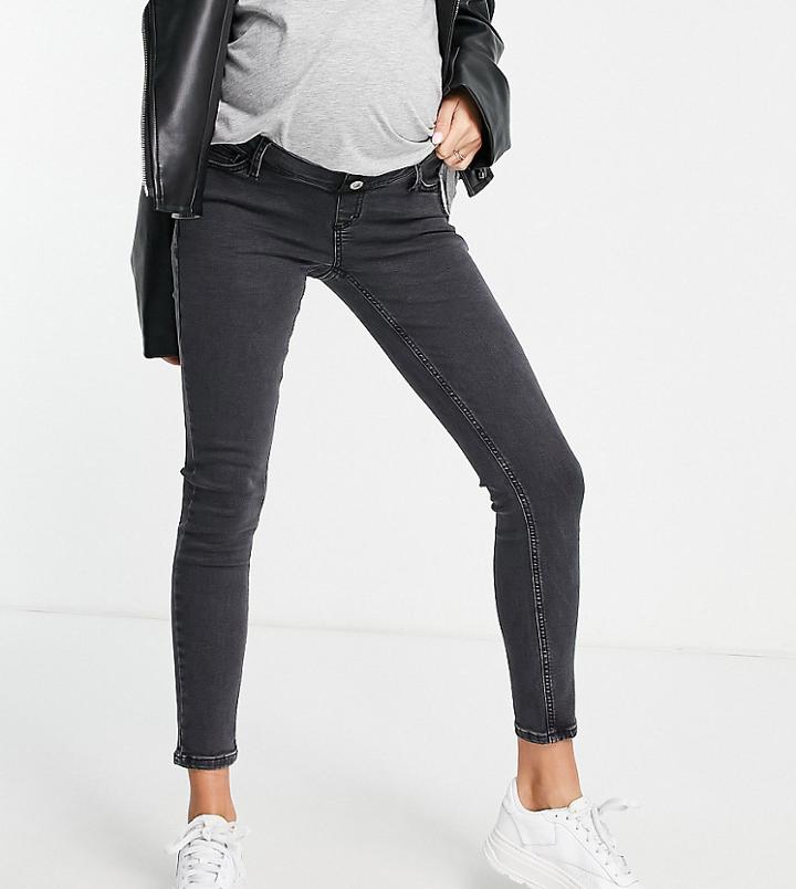 Topshop Maternity Jamie Recycled Cotton Overbump Washed Black Jeans