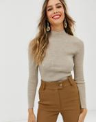 & Other Stories High Neck Knitted Sweater In Beige - Beige