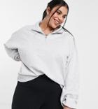 Asos Design Curve Half Zip Sweatshirt In Gray Heather-grey