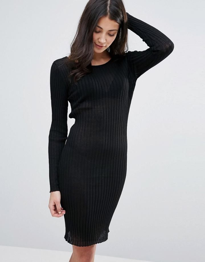 Brave Soul Rib Bodycon Dress - Black