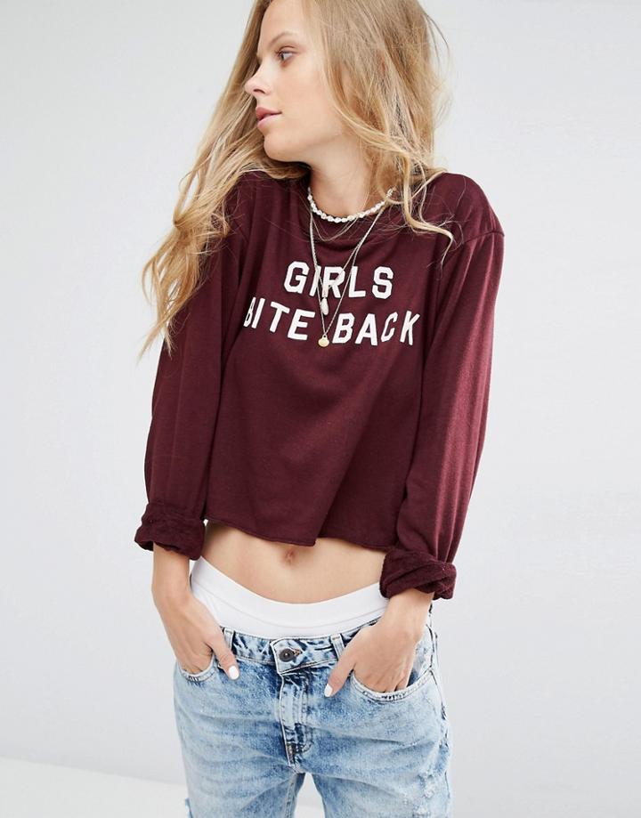 Pull & Bear Sweatshirt Bite Back Bite Back Logo - Red