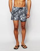 Native Youth Floral Sashiko Print Swim Shorts - Navy