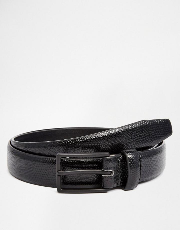Asos Smart Belt In Black Snakeskin Effect - Black