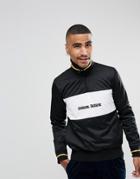 Criminal Damage Sweatshirt In Black With Half Zip Funnel Neck - Black