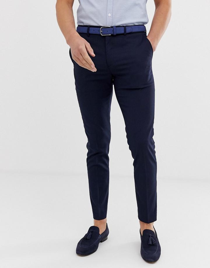 River Island Skinny Fit Smart Pants In Navy - Navy