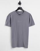 Abercrombie & Fitch Script Chest Center Logo Oversized T-shirt In Dark Gray