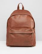 Eastpak Padded Pak'r Leather Backpack In Brown - Brown