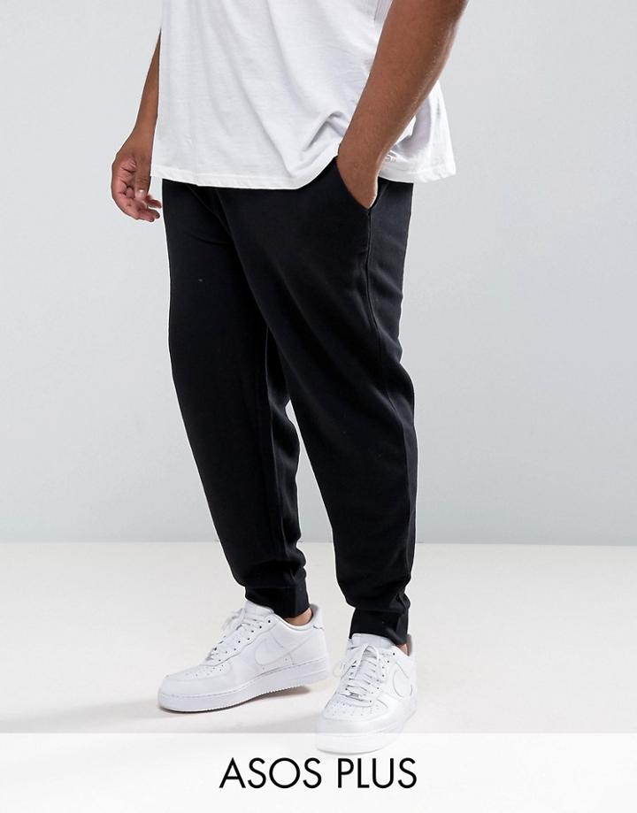 Asos Plus Jersey Joggers In Black - Black