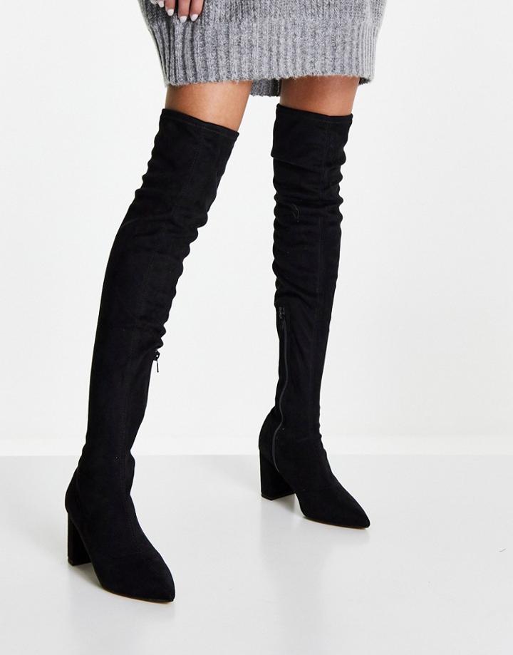 Na-kd Faux Suede Over-the-knee Boots In Black