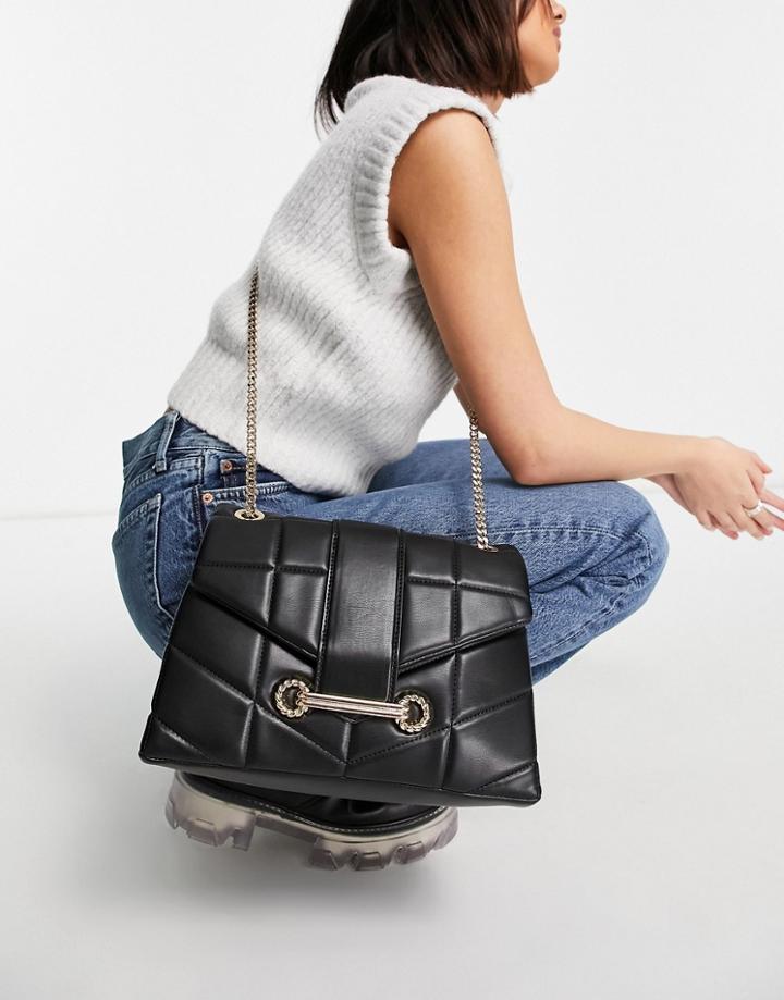 Topshop Trophy Quilted Shoulder Bag In Black