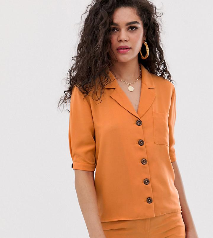 Fashion Union Tall Short Sleeved Blouse Two-piece-orange