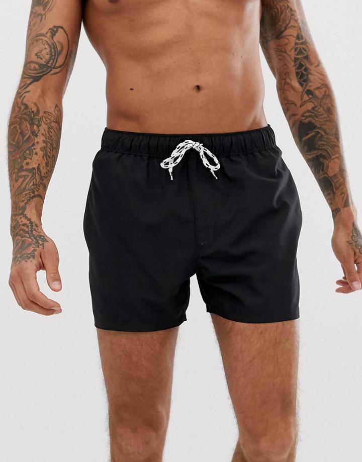 Asos Design Swim Shorts In Black Short Length - Black