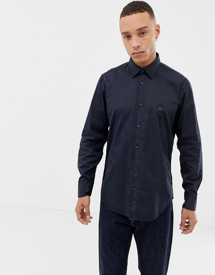 Boss Reverse Overdyed Shirt In Navy - Navy