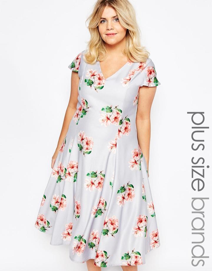 Truly You Plunge Midi Dress - Gray