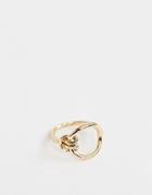 Asos Design Ring With Open Circle And Knot Design In Gold - Gold