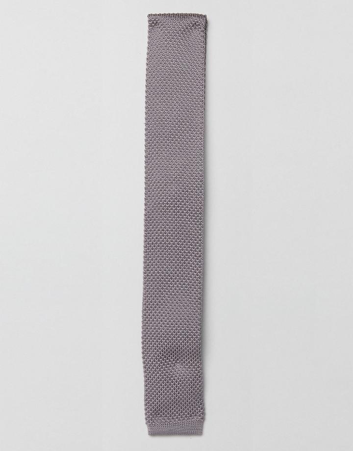 Moss London Knitted Tie - Silver