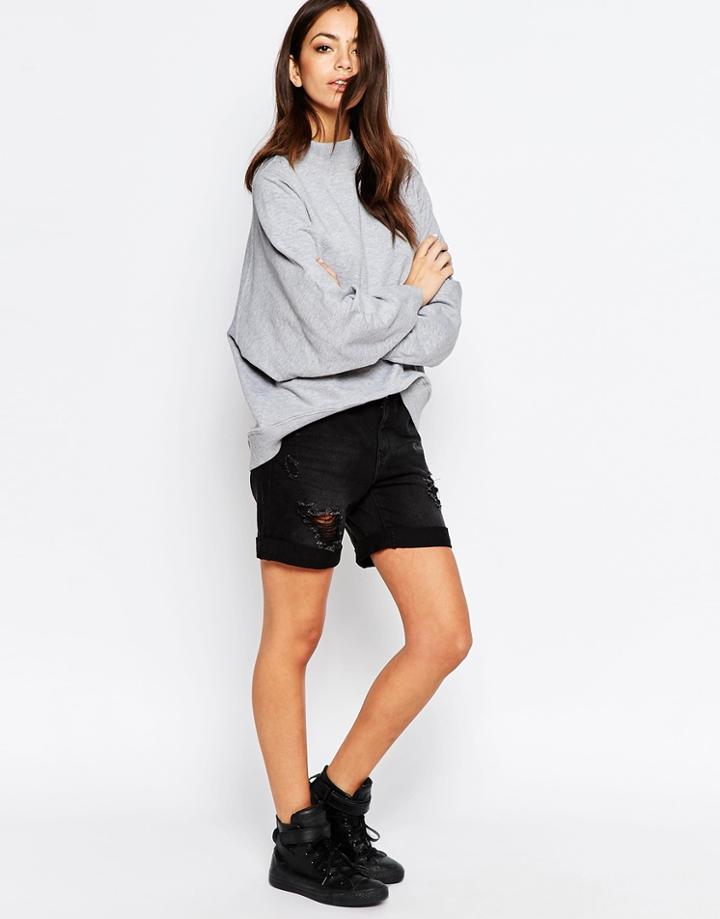 J.d.y Destroyed Boyfriend Denim Shorts - Black