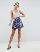 Asos Scuba Lantern Mini Skirt In Print - Multi