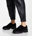 Topshop Wide Fit Leon Suede Lace-up Shoes In Black