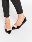 Daisy Street Bow Ballerina Flat Shoes - Black