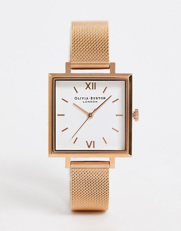 Olivia Burton Ob16ss05 Midi Square Mesh Watch In Gold