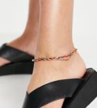 Asos Design Curve Multirow Anklet With Twisted Thread And Fine Chain In Gold Tone