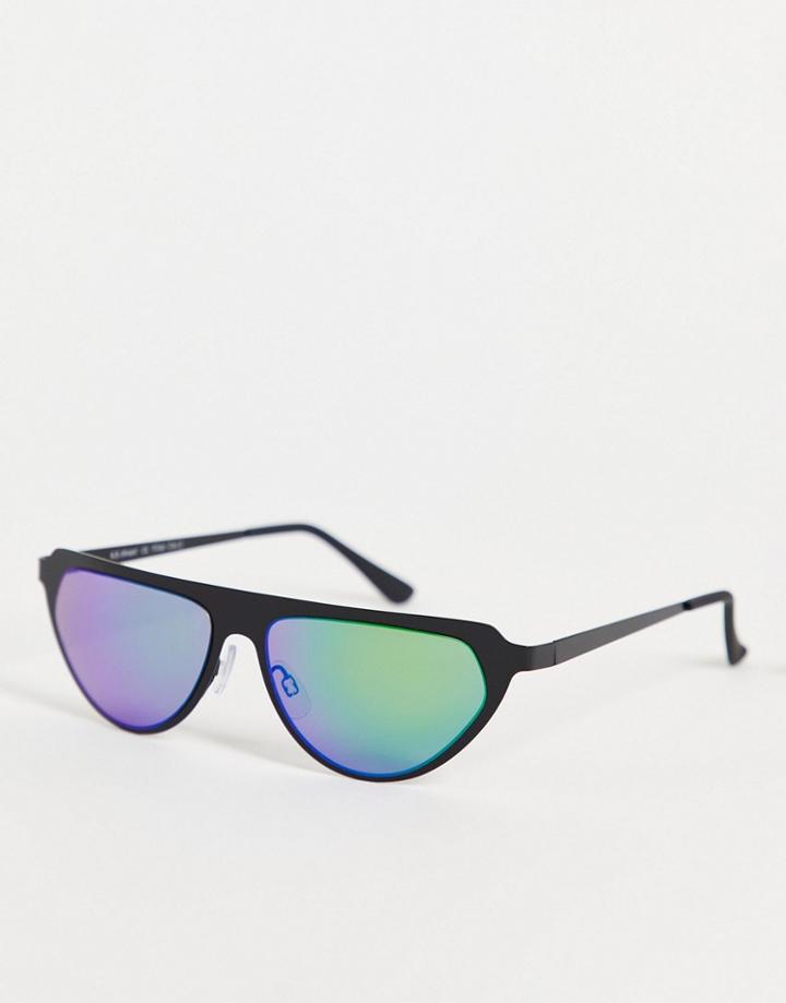 Aj Morgan Halfway Visor Sunglasses In Black With Mirror Lens