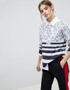 Esprit Stripe And Animal Sweater - White