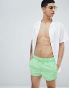 Asos Design Swim Shorts In Neon Green Acid Wash In Super Short Length - Green